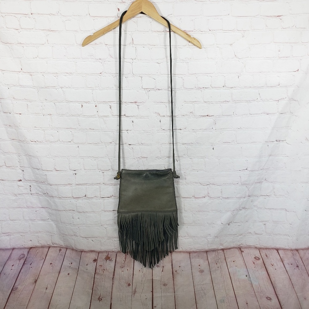 Fringe Crossbody Bag in Slate Grey